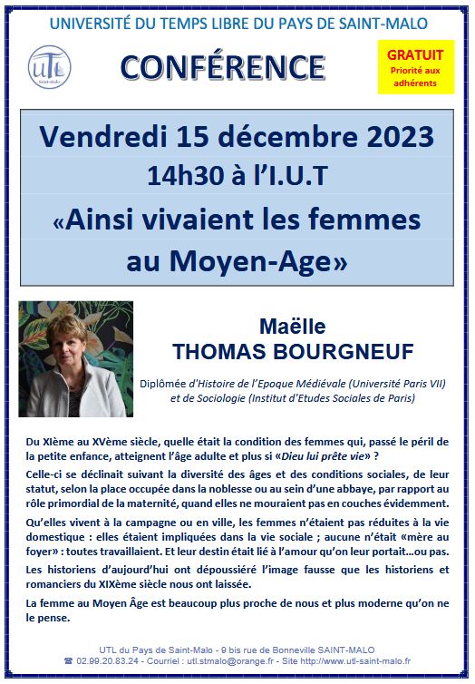 Vendredi 15 décembre 2023 - Conférence